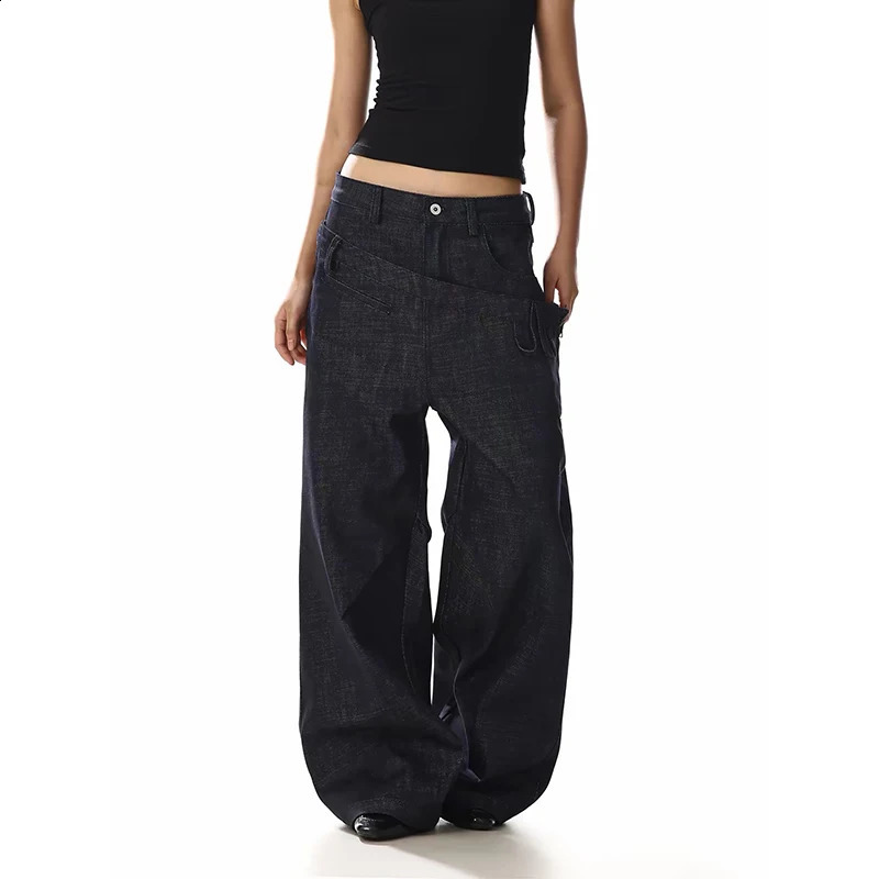 YIBASHU Women Baggy Jean Wide Fit Denim Pants Y2K Japanese Harajuku Punk Grunge Jeans American Retro 2000s High Street Blue Jean 260921