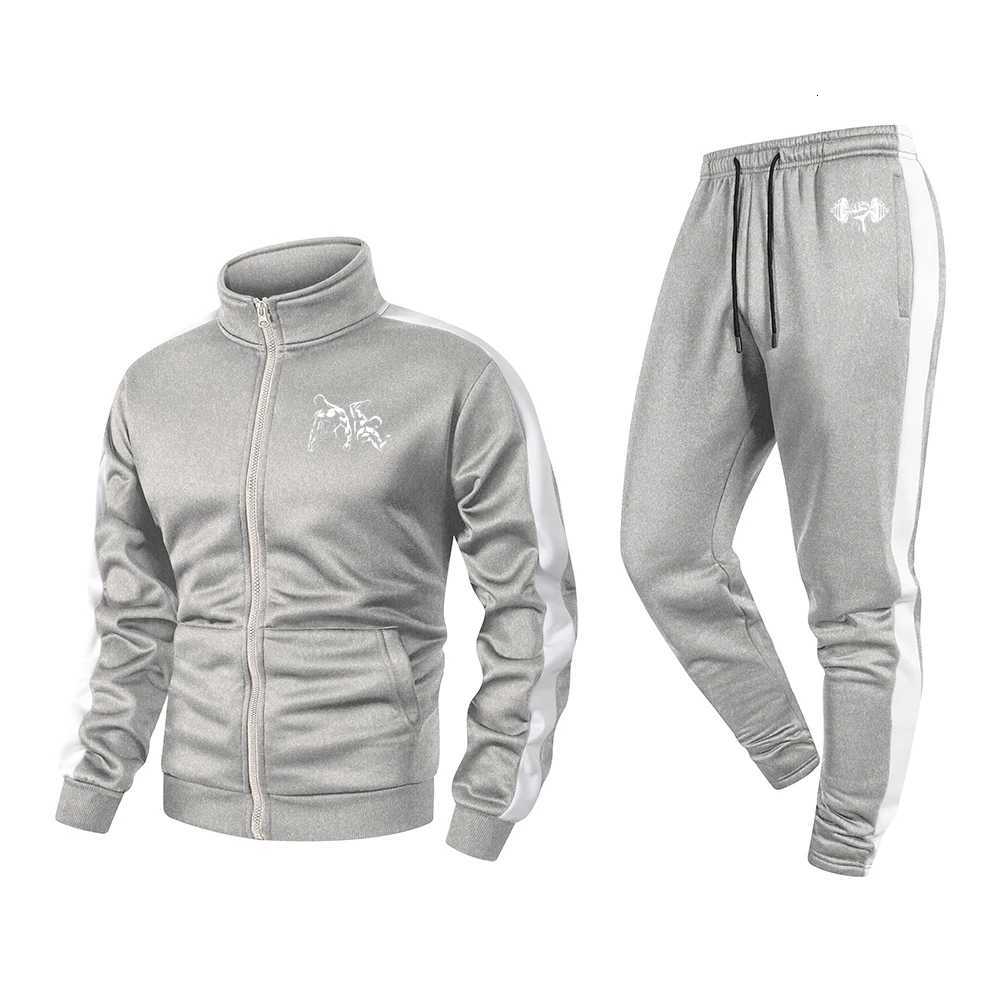 Men Men's Sport Tracksuits Suit Two People Fitness Pattern Print Training Jogging Fitness Set 2 Pieces Autumn and Winter Tracksuit Sportswear J