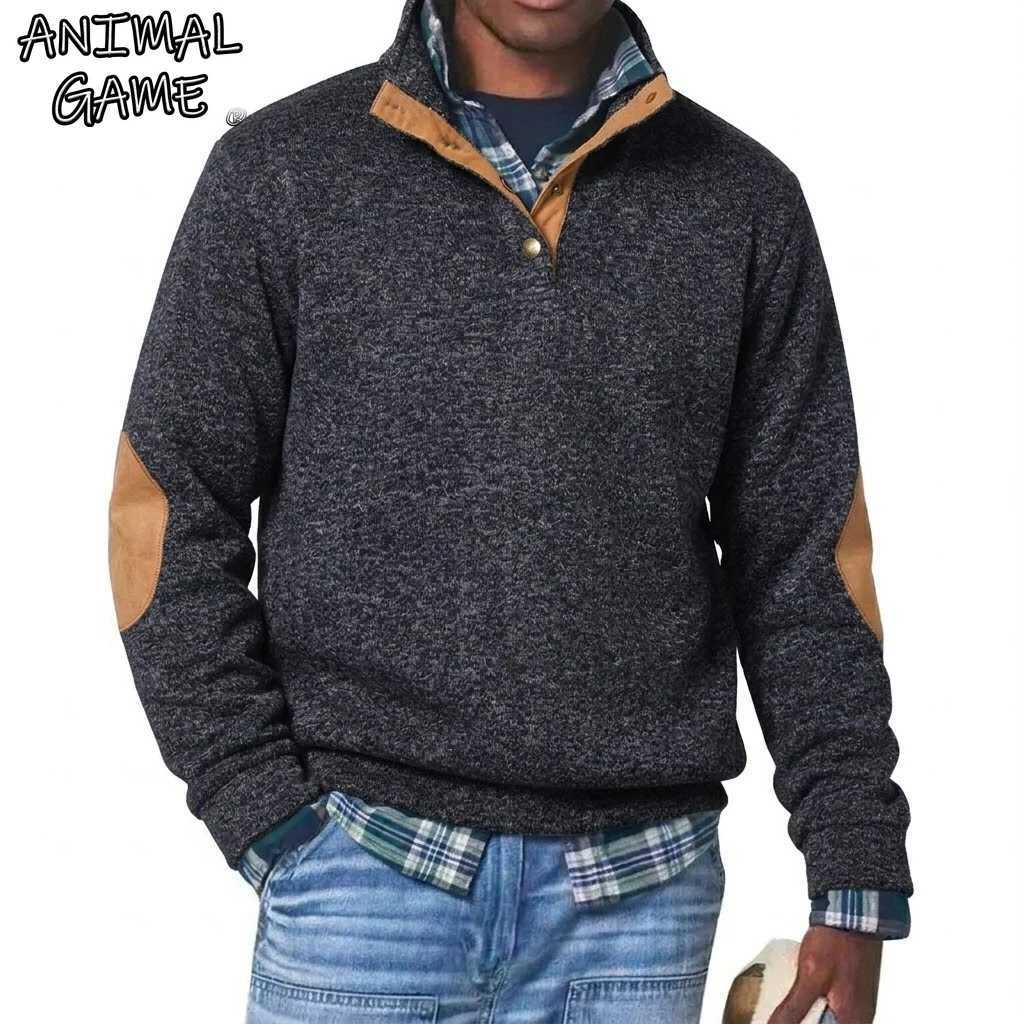 Luxury Stand Collar Long Slve Sweatshirts Spring Button Pullover Outdoor Gym Man Autumn Men's Sweaters Work Hoodies for Man S260922NN3K