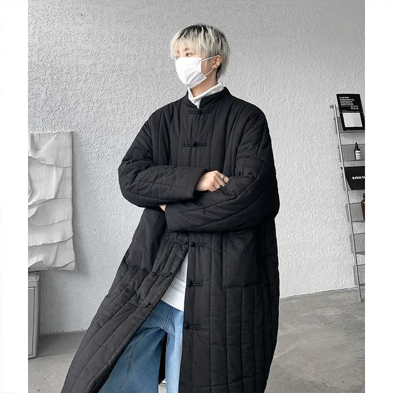 Style Men's Chinese Down Parkas Knot Buttons Coat for Men Windbreaker Parkas Top Casual Fashion Winter Outwear Plus Size 8XL M-XXXXXXXXL C26092
