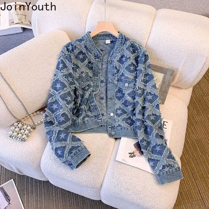 Women's Jackets Denim Jackets Women's Clothing Fashion Cropped Tops Vintage Streetwear Outwear 2025 Ropa Mujer Casual Plaid Korean Y2k Coa