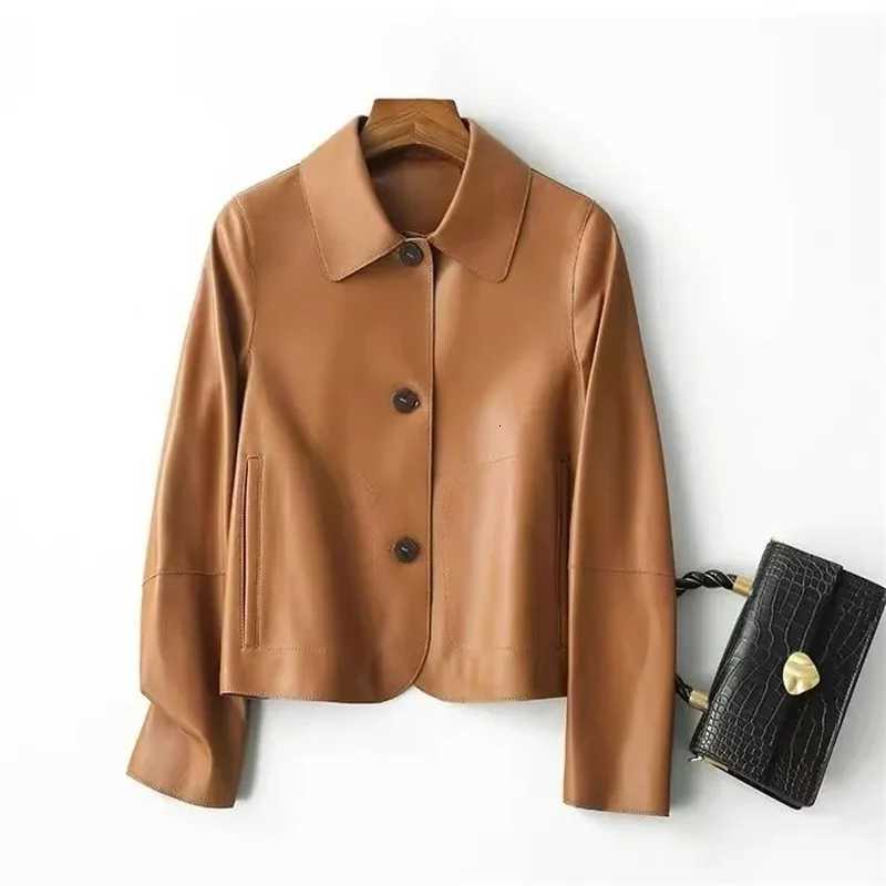 Leather Faux Women's Leather Women's Jacket New Autumn new Simple Casual Single-breasted Leather Jacket Female Short Lapel Temperament Loo
