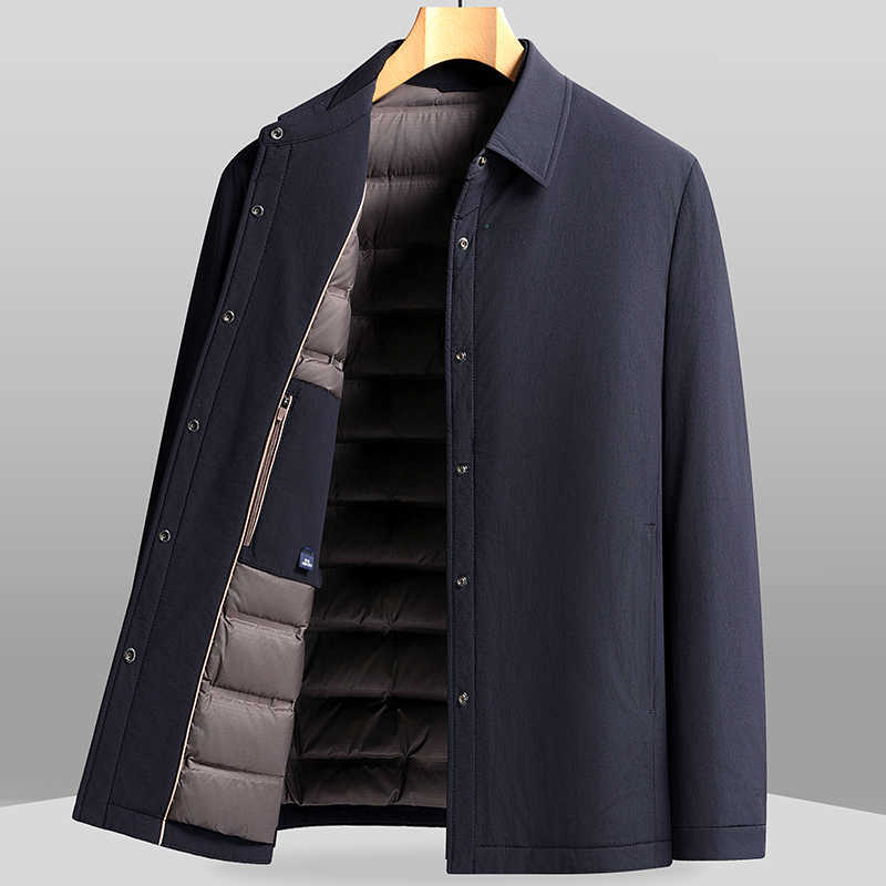 Business Parkas Men's Casual Down Men's Lightweight White Duck Down Jackets Winter Solid Color Warm Puffer Coat Outwear Loose Windproof To