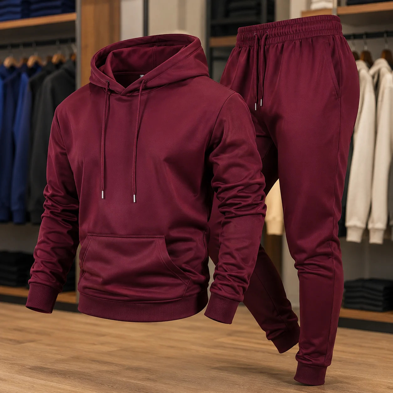 2026 Men's Tracksuit 2 Piece Set 10 Colors Pullover Hoodie Jogger Pants Autumn Winter Casual Streetwear Comfortable Daily Outfit 260921