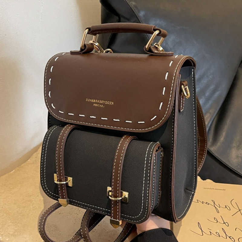 Style Backpack for Women Backpack Leather Backpack Women Handbags Travel Patchwork Female Backpacks for Casual School Laptop Bags Women H260922