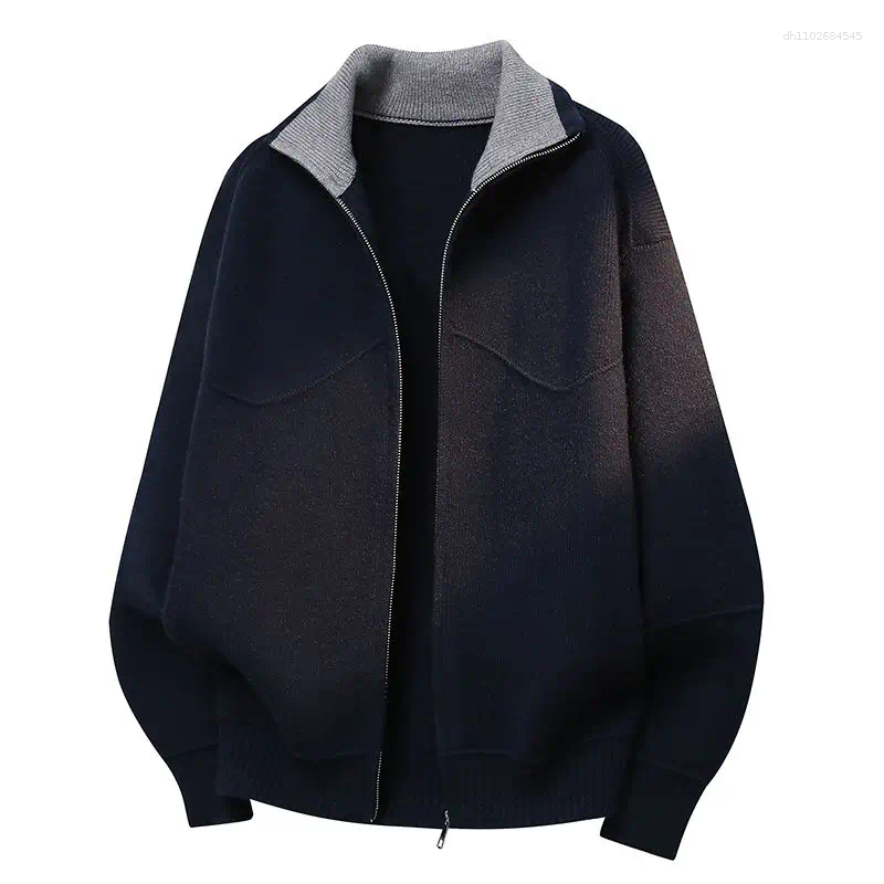 Men Thickened Lapel Cardigan 2026 Autumn And Winter Zipper Loose Knitted Coats Male Lazy Long Sleeve Sweater Jackets B912