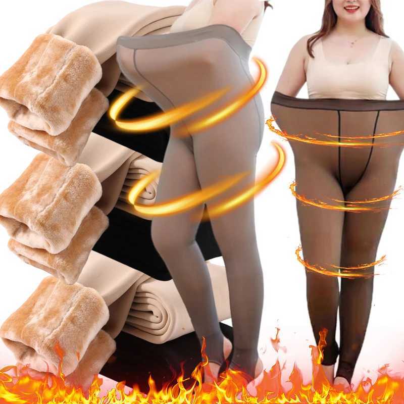 Thermal Underwear Women's Winter Warm Fleece Lined Tights Pantyhose Women Thickened Sockings High Waist Thermal Stocking Pants Fake Translucent