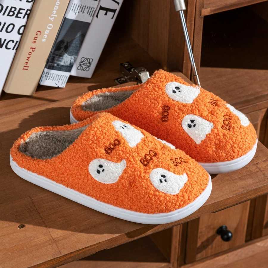 Women's Slippers Halloween Little Ghost Warm Soft Exquisite Cozy Fuzzy Non-Slip Couple Winter Cotton Shoes Party T260922