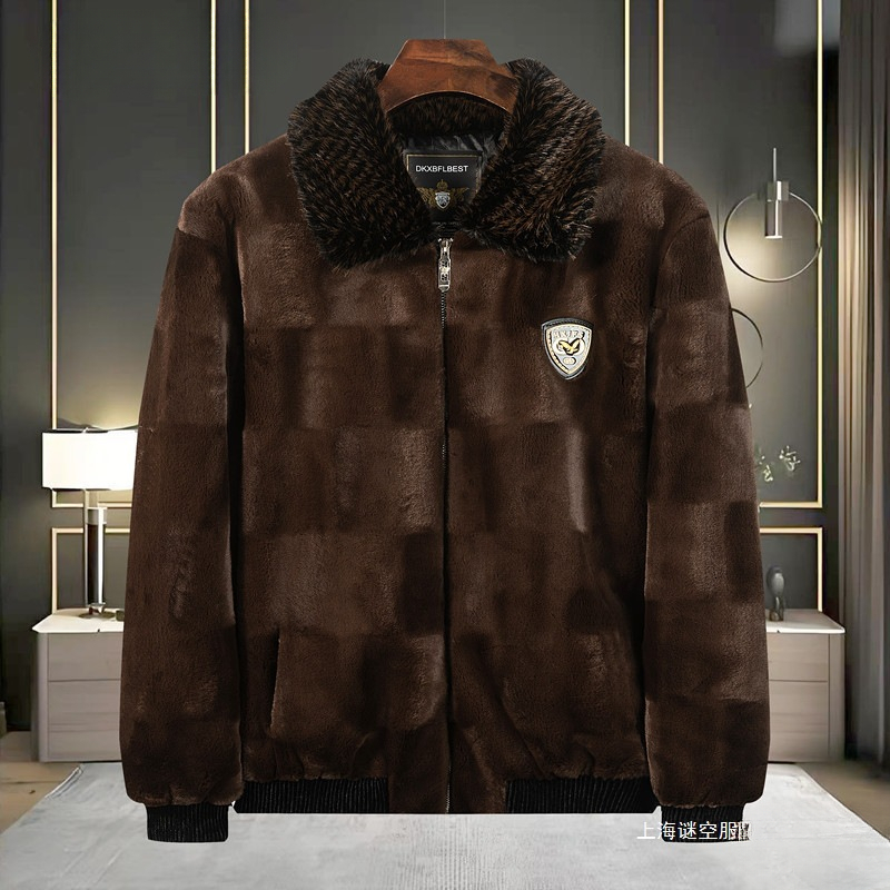 Winter Thickened Warm Coat New Faux Fur Golden Mink Velvet Stylish Overcoat With Turn Down Collar Men S Jacket
