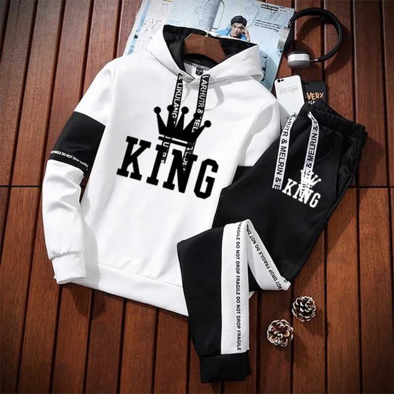 King Men's Printing Tracksuits Mens Tracksuit Casual Sweatshirts Sportswear Single Piece Hoodie Pants Outdoors Gym Sports Jogging Mens Clothing
