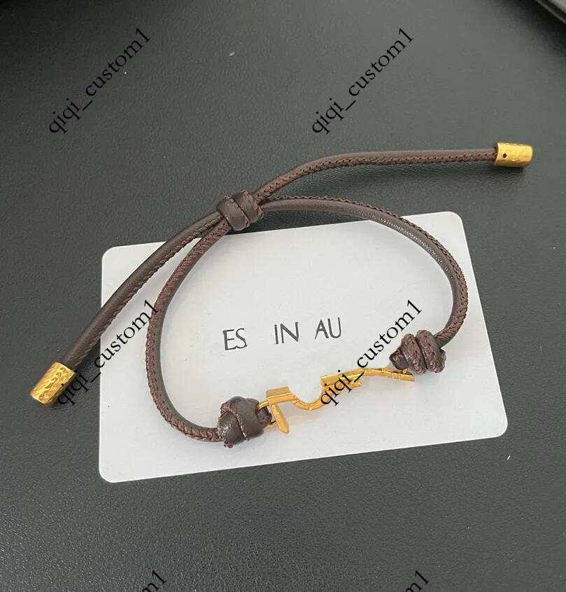 New Designer Bracelet Men Women 18K Gold Plated Real Leather Cord Adjustable Rope Chain Bracelets Unisex Minimalist Stackable Wrist Jewelry High Qua