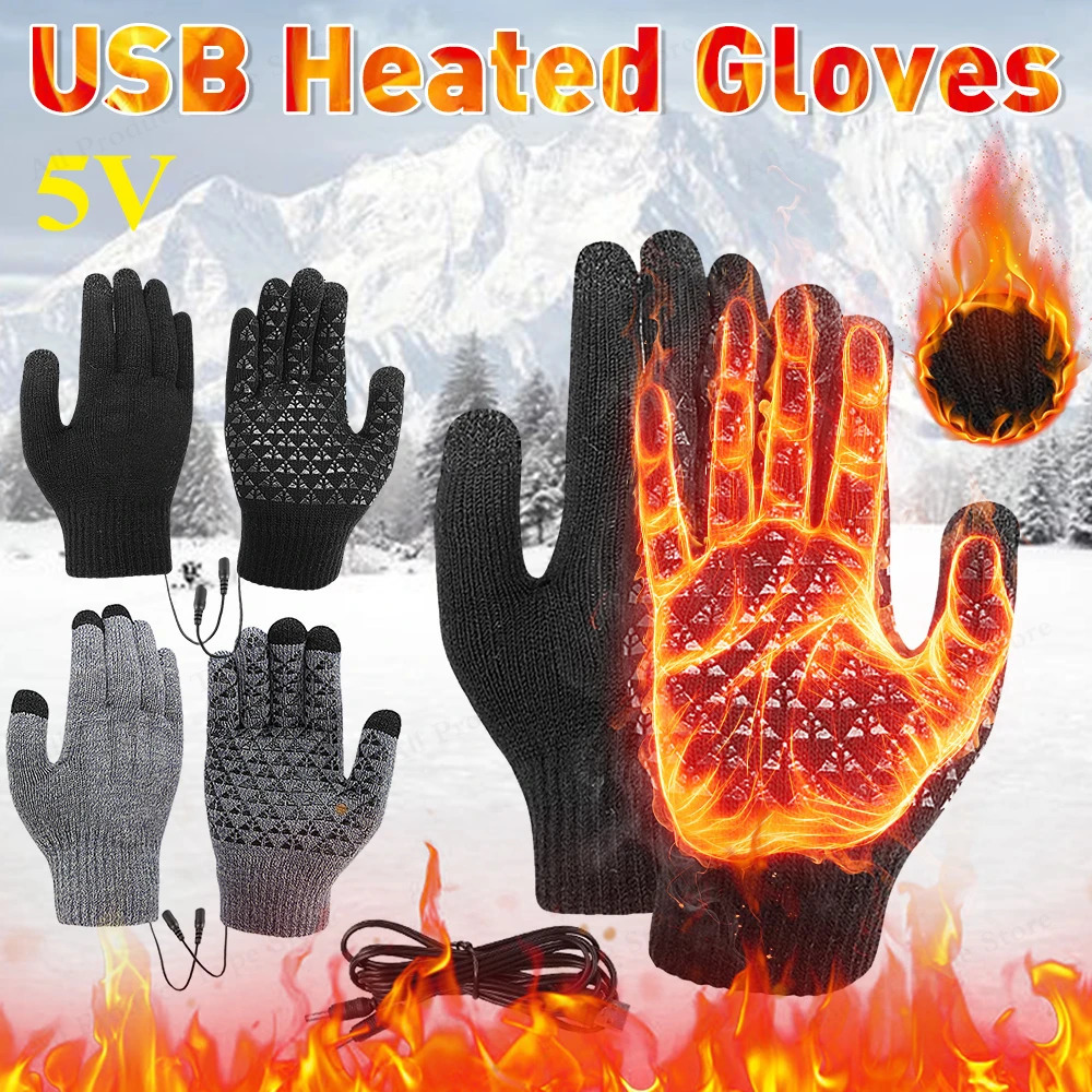Electric Heated Gloves Touch Screen Outdoor Riding Skiing Mitten USB Winter Cycling for Backpacking Mountai 260922