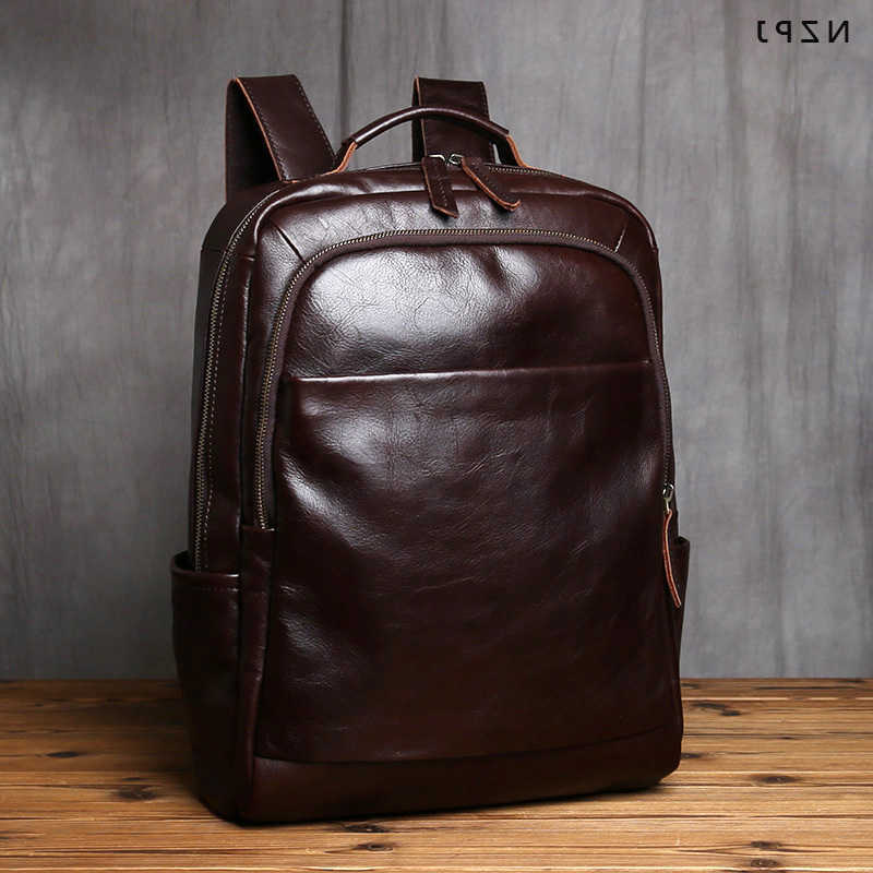 Style NZPJ Genuine Backpack Leather Men's Backpack Fashion Backpack Top Layer Cowhide Computer Backpack Large Capacity Travel Bag H260922