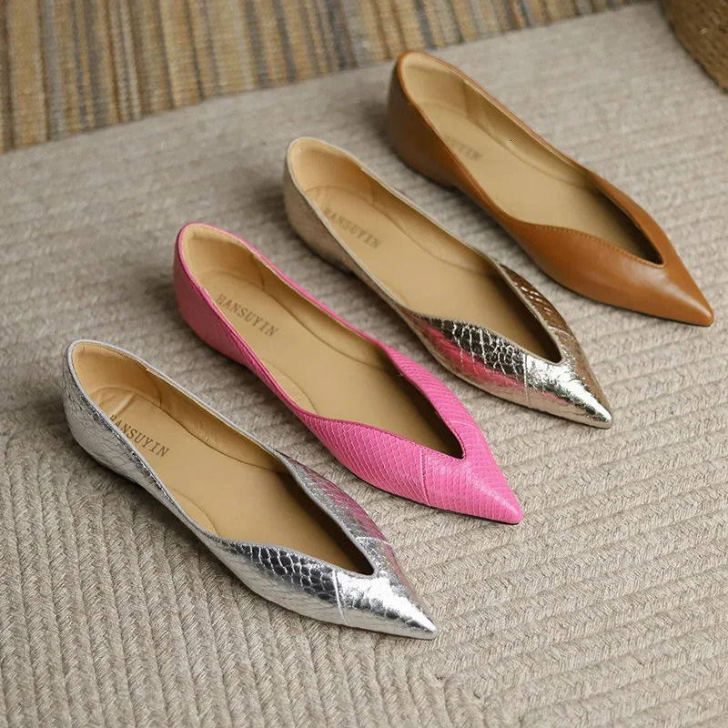 y Temperament Women Shoes Summer French Pointed Leather Shoe Simple Comfort Single Shoes High Quality Women Flat Shoe 260922