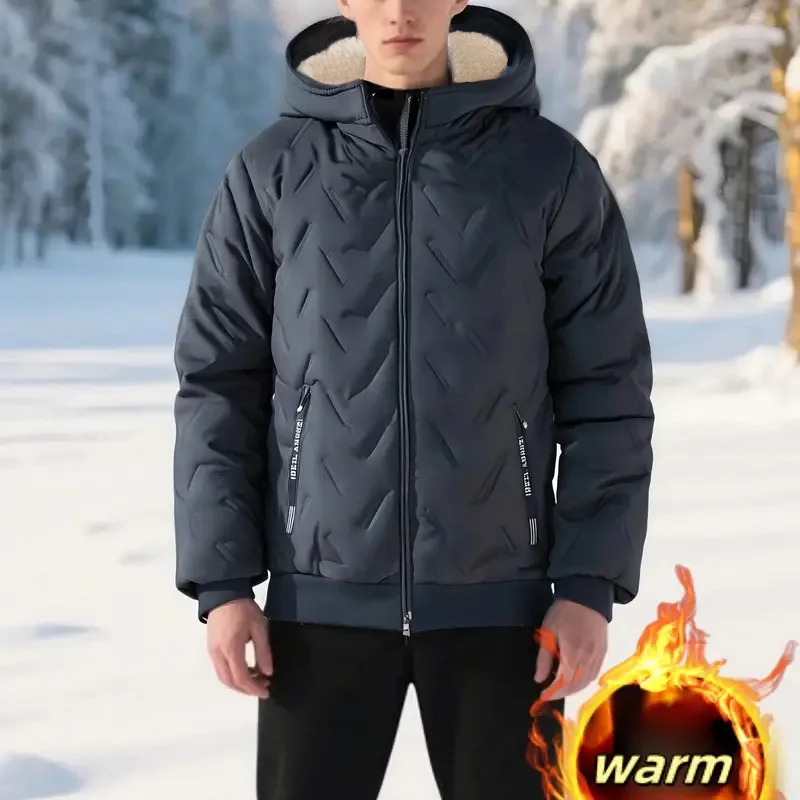 Autumn Winter Men's Hooded Parka Warm Windproof Padded Coats Casual Outdoor Skiing Fleece Jacket Male Fashion Thicken Coat 260920
