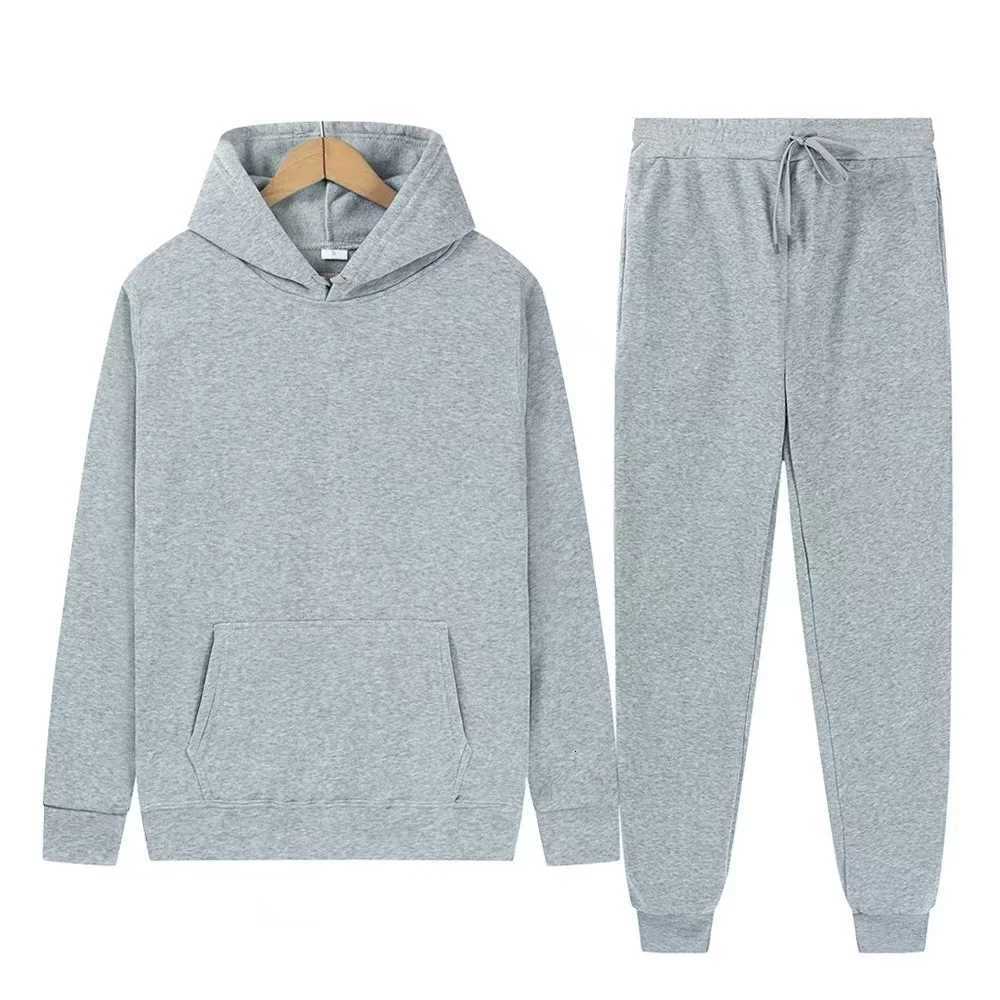 Tracksuits Men's Autumn Men's and Winter New Solid Color Hoodie+pants Two-piece Set Fashionable Casual Sports Set Size S-3XL J260921