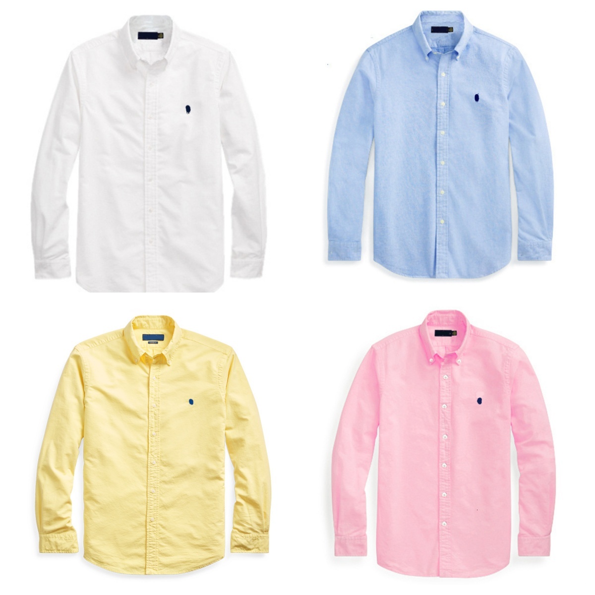 Cross-border foreign trade Paul classic pony logo embroidered Oxford fabric solid color men's pure cotton long-sleeve shirt jacket top a4