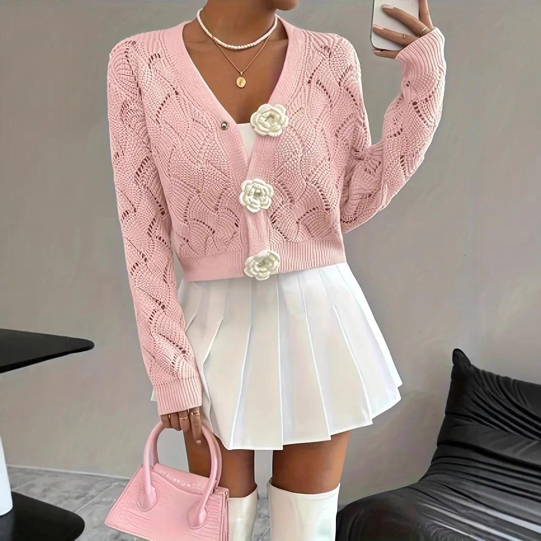 Luxury Brand Designer Clothes Knitted Cardigan With Cropped Design Walmart Sweater Little Style Short Floral Autumn Winter Coat