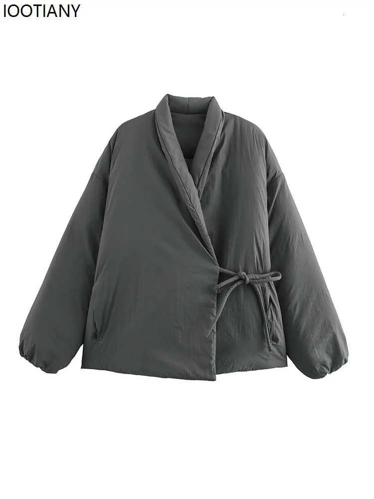 Women's Jackets 2025 New Autumn/winter Ladies' Wear Solid-colour Side-tie Cotton Vintage-style Ladies' Casual Lapel Jacket Kimono-sty
