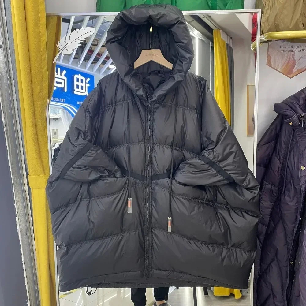 Oversize White Duck Coat Autumn Winter Loose Warm Outerwear Hood Korean Style Coat Down Jacket Women Casual Office Lady 260921