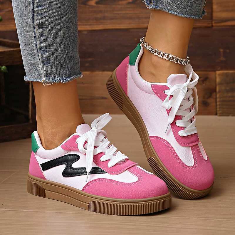 Mix fashion Casual Color Shoes Platform Sneakers Women Spring Autumn New Lace-Up Plus Size Flats Woman Comfortable Non Slip Sport Shoes Mujer D26092