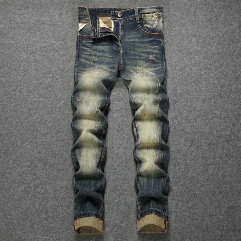 Jeans Spring/Autumn Men's Fashion Trendy American Retro Straight Leg Stretch Denim Jeans Men's Casual Loose Fit Sports High Quality Jeans
