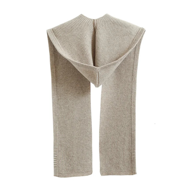 Women Wool Hat Scarf Hooded Shawl Autumn Winter Warm 100% Merino Wool Knitted Jacquard Thicken Sweater Soft Casual Shawl Clothes 260921