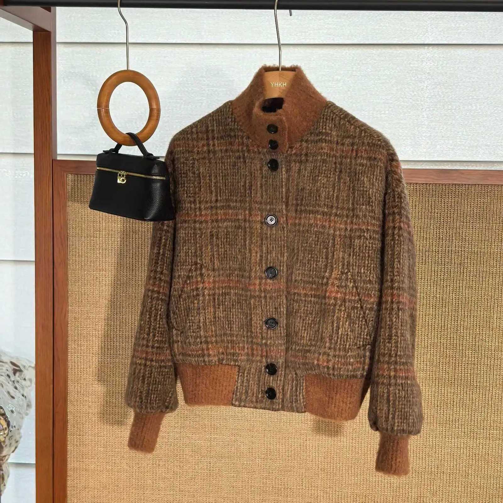 Women's Jackets 26 Spring New Arrival Women's Vintage Plaid Wool Blend Stand Collar Jacket C260921