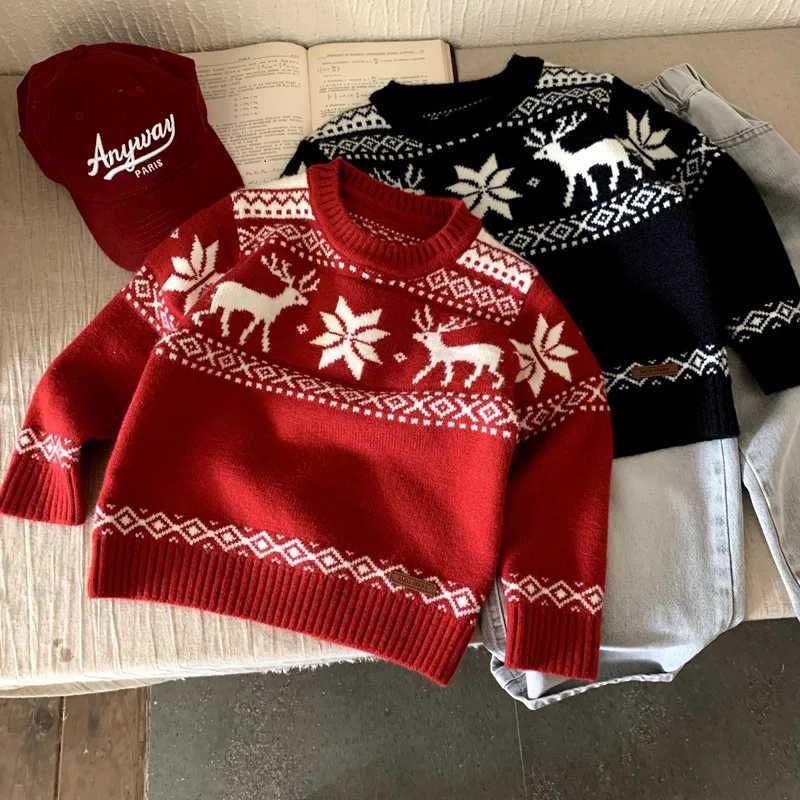 2025 Girls Sweaters Pullover Boys Autumn Winter Fashion Ethnic Style Vintage Classic Pullover Crew Neck Christmas Loose Warm Sweaters C260921