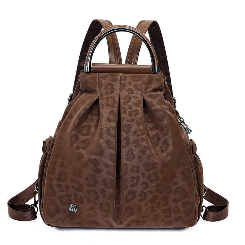 Zaino Zaino stile leopardo Zaini in pelle PU da donna per borsa da scuola per adolescenti Borsa a tracolla multifunzione per borsa a mano femminile
