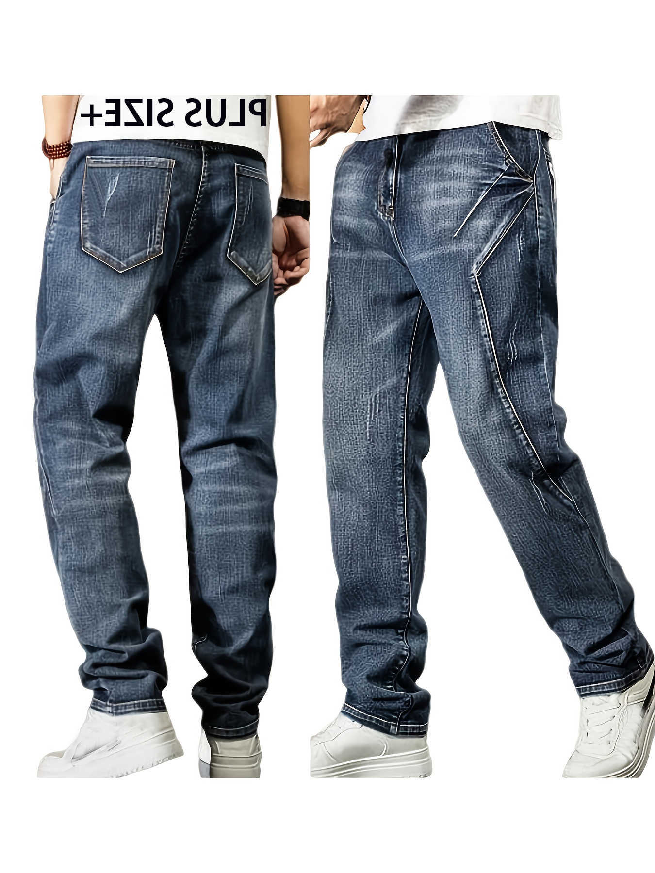 Plus Men's Jeans Size Pants Business Men's Jeans 2Xl-6Xl Spring Summer Casual Straight Stretch Fashion Work Denim Trousers Male Clothing T
