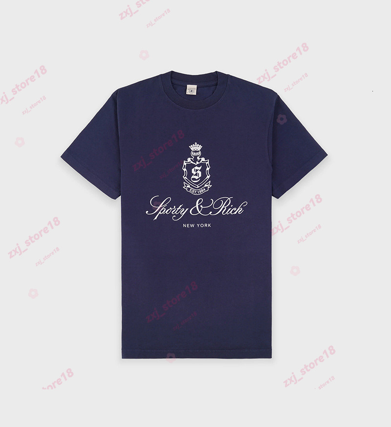 Women Sporty Rich Shirt Designer Summer Cotton T Shirt Simple Trend Letters Print Round Neck Casual Versatile Sporty Rich Short Sleeved Pullover Tee