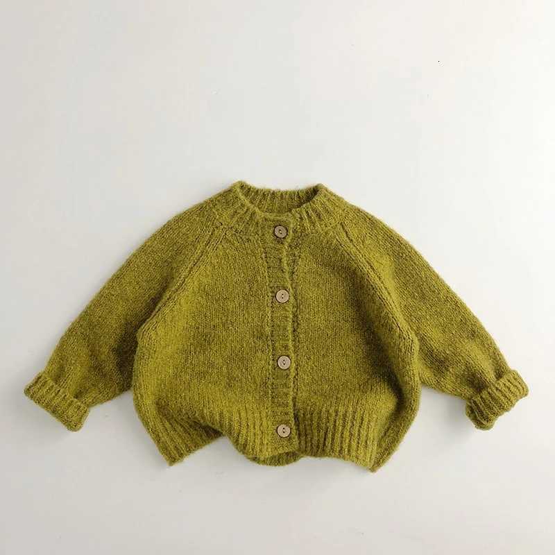 New Autumn Childrens Sweaters Pullover 1-6Y Simple Style Solid Boys Knitwear Korean Loose Warm Kids Knitted Cardigan Girls Sweater Coat C260921