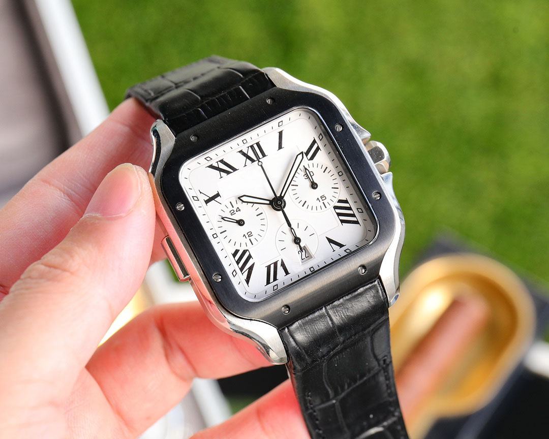 La última versión Shandos Series WSSA0017 Reloj Esfera blanca VK Movimiento de cuarzo Cronógrafo Pulsera de cuero Relojes para niños