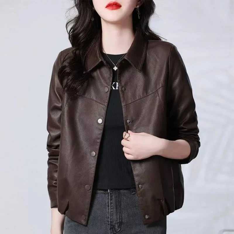 Faux Women's Leather Leather Black Square collar Leather Jacket For women 2026 New Autumn Winter Casual Short leather Jackets Fashion Temperame
