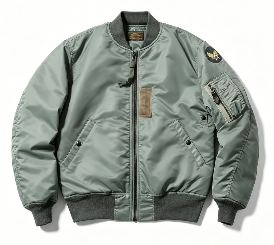 Uomo Vintage 1955 USAF MA-1 Giacca bomber pilota Cappotto militare antivento Primavera Inverno Capispalla retrò per la guida quotidiana pesante weig