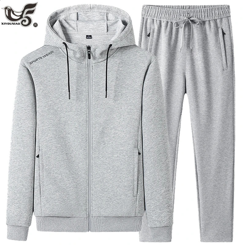 Fashion Print Tracksuit Men Pure Cotton Hooded Sweatshirt Sweatpants Two Pieces Suits Male Casual Fitness Jogging Sports Sets 260918