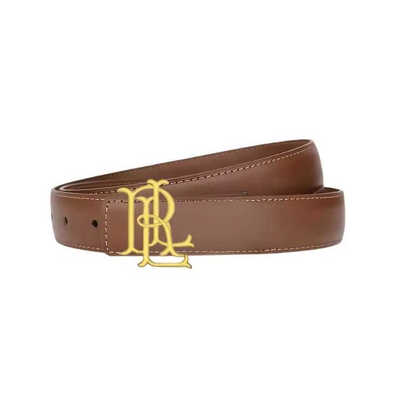 Belts 2026 Women's Elegant Letter Belt Brown Black Luxury Belt With Gold Buckle For Casual Formal Wear Q260921