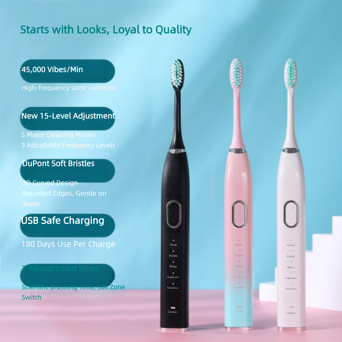 Luxury 2026 New Arrival Ultrasonic Electric Toothbrush Rechargeable USB For Adults 5Mode Sonic Tooth Brush Smart Timer With Travel Free Shipping Y26