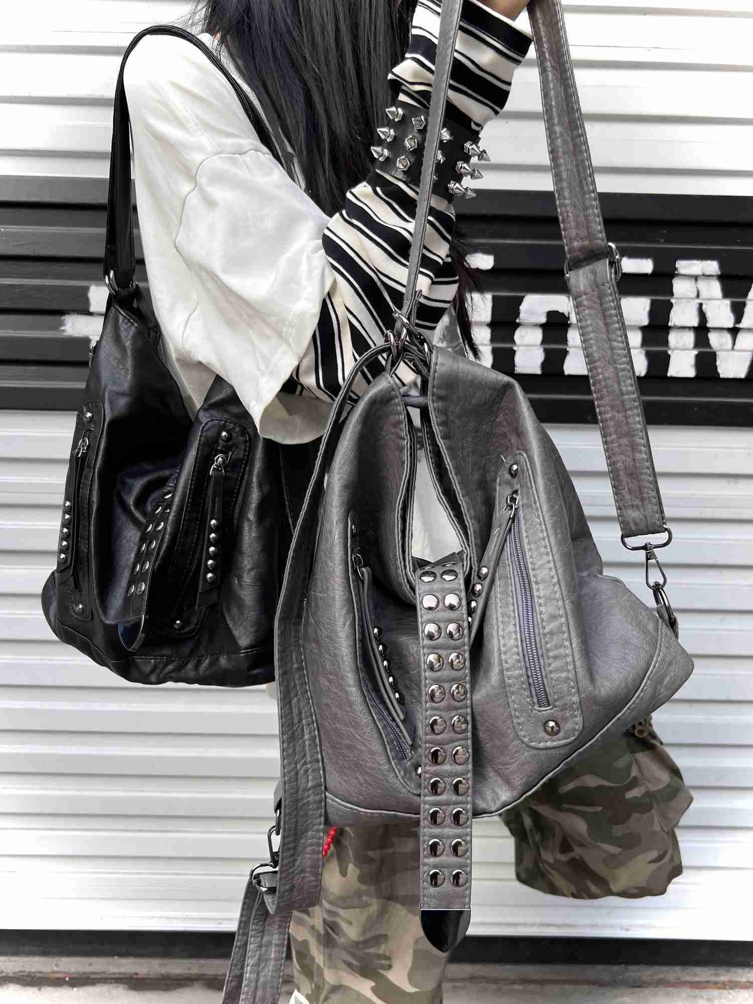 Zaino Borsa stile Spice Zaino per pendolari di grande capacità Borse a tracolla larghe in pelle Pu Borsa da donna H260922