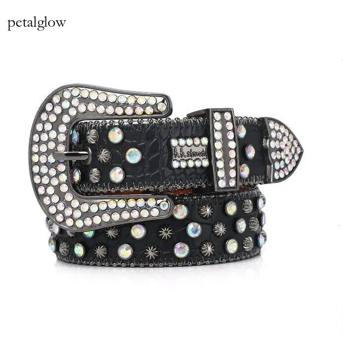 bb belt fashion diamond Bling studded crystal belt Casual woman Leather designer for man lady belts punk Belts Mens rock Luxurys rhinestone buckle b