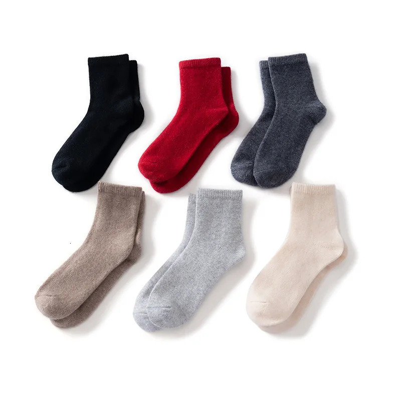 3 Pairs 100% Cashmere Socks for Men and Women Winter Thickened Solid Color Socks Womens MidCalf Warm Socks 260922