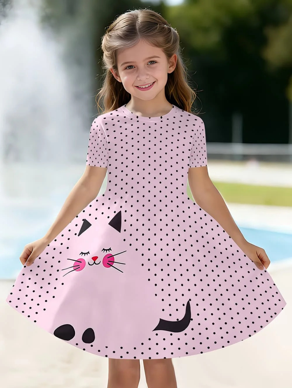 Cute Polka Dot Printed Girl Clothes Summer Princess Elegant Dresses Comfortable Short Sleeve Dress Casual Fashion Kids 260901