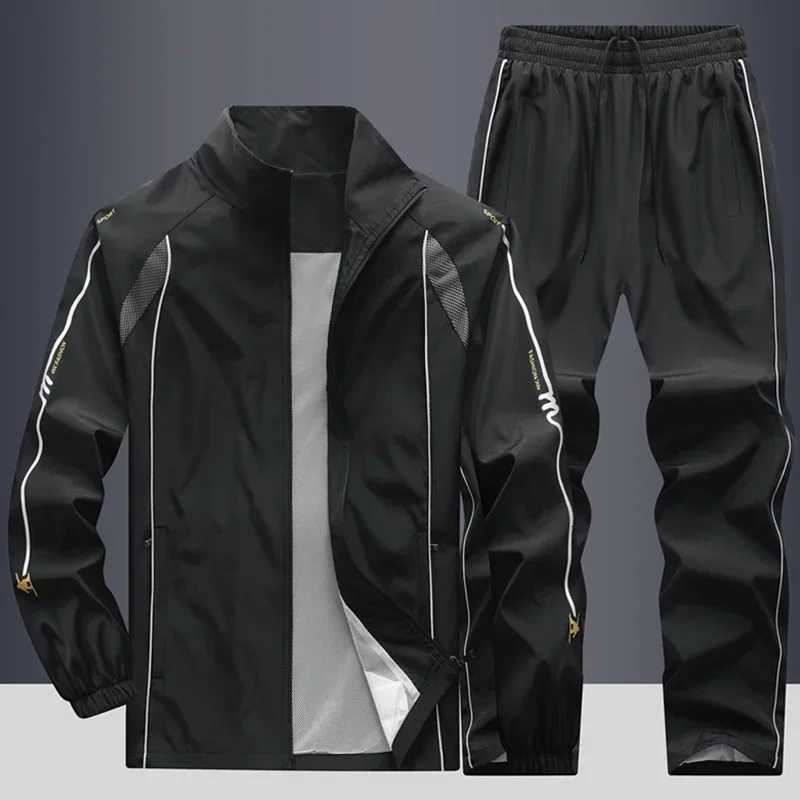 Tute da uomo primaverili Tuta da basket da uomo Tasche con cerniera atletica Casual Sport da jogging Tuta da ginnastica Pantaloni sportivi da 2 pezz