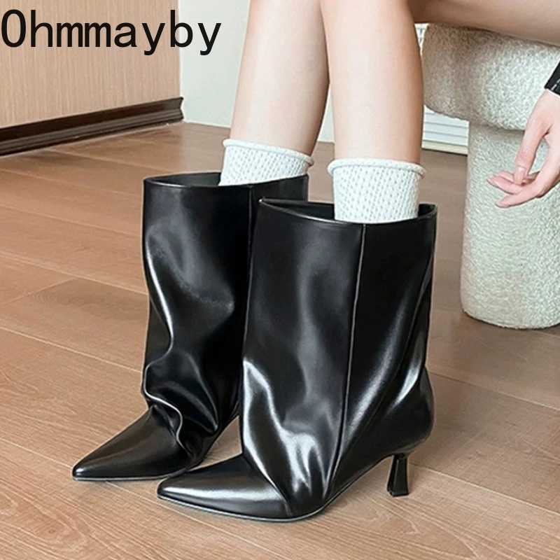 Designer Autumn Winter Pointed Boots Toe Women Thin Heel Ankle Boots Street Style Slip On Party Short Botas Mujer J260922
