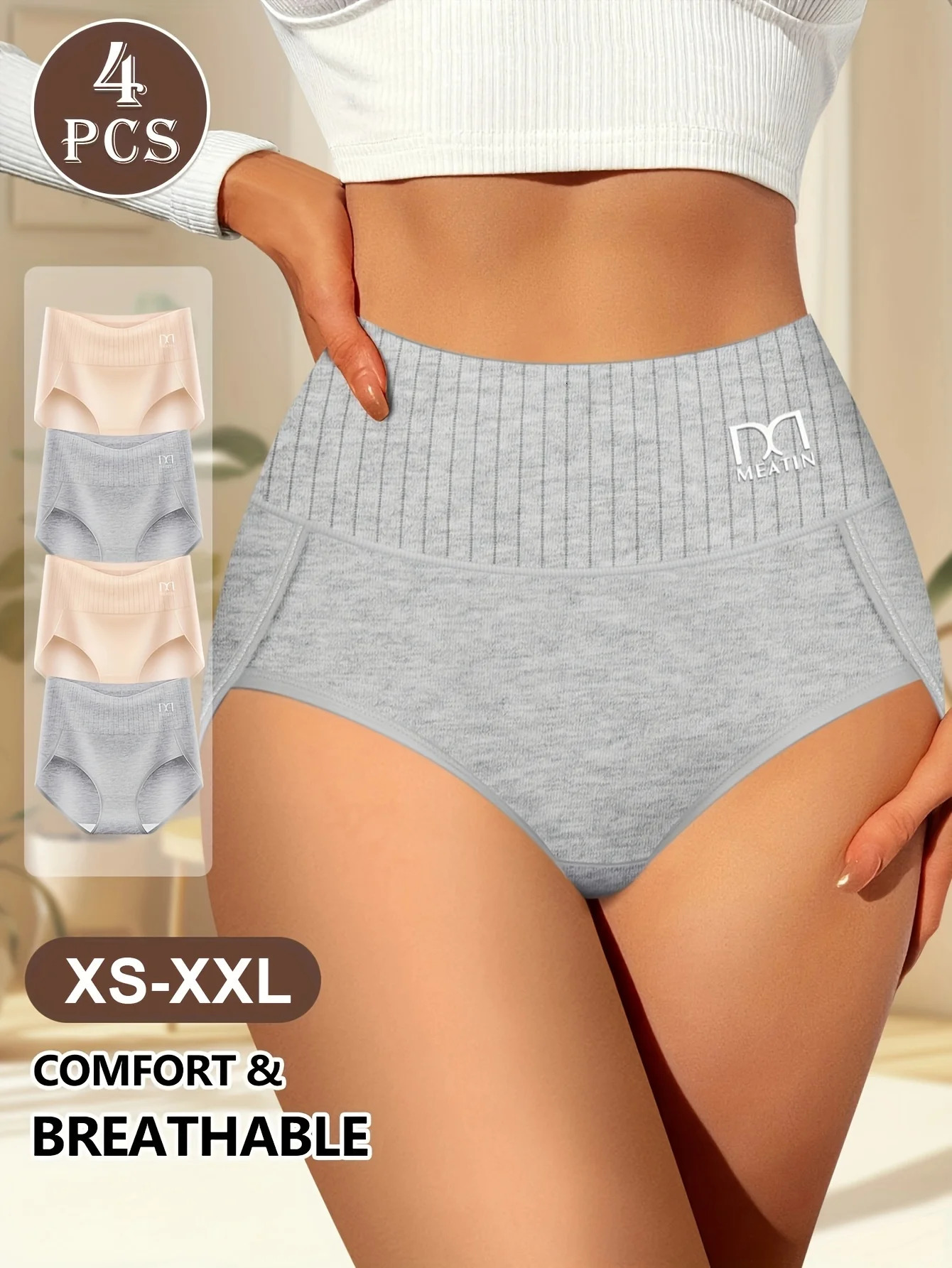 4-PackCotton Underwear Briefs High Rise Sliming Tight Cotton Womens Panties Knickers Elegant Comfortable laides underwear 260922