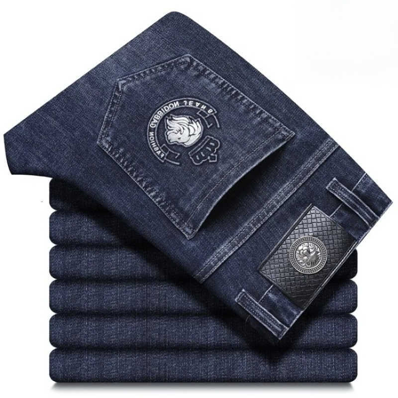 Jeans New Men's Men's PlusSize Business Stretch Jeans Straight Loose Fit Soft Comfortable Denim Trousers for Daily Office Casual Wear T260