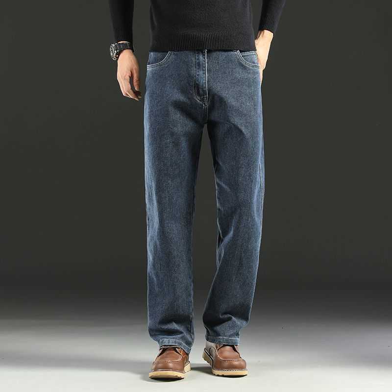 Men's Men's Jeans Spring Autumn Soft Baggy Jeans Casual Straight Stretch Wide-Leg Business Denim Pants Versatile Comfortable Loose Trouser