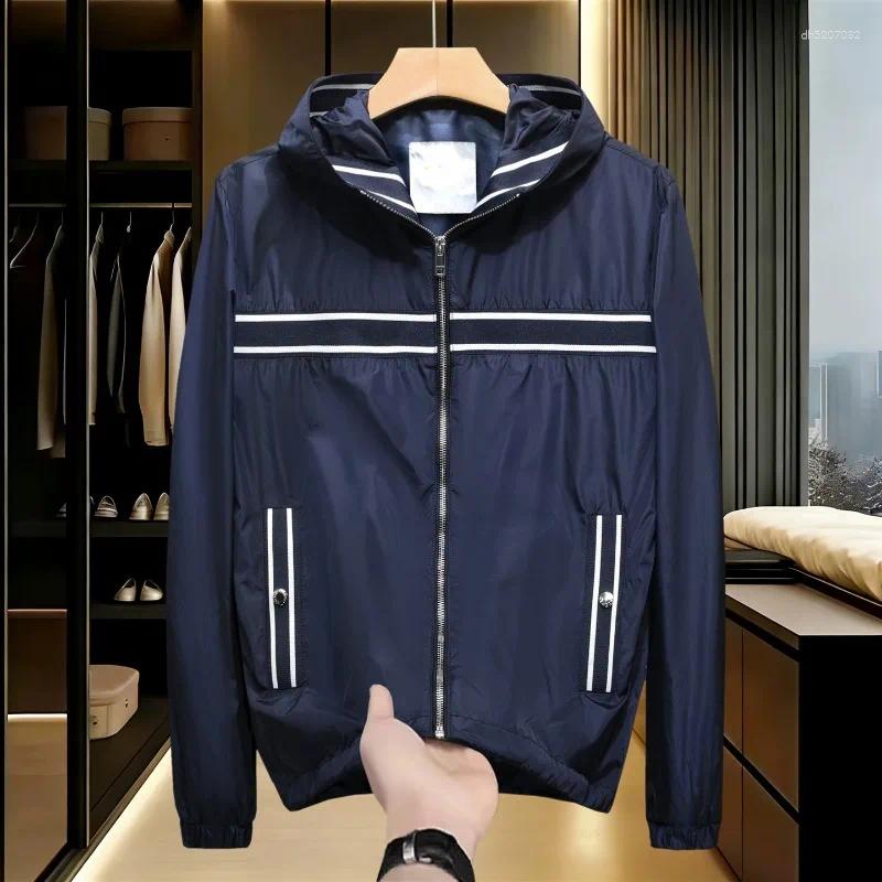 Minglu Spring Autumn Hooded Men's Jackets Luxury Solid Color Long Sleeve Casual Male Coats Man Overcoats Plus Size 4XL 5XL