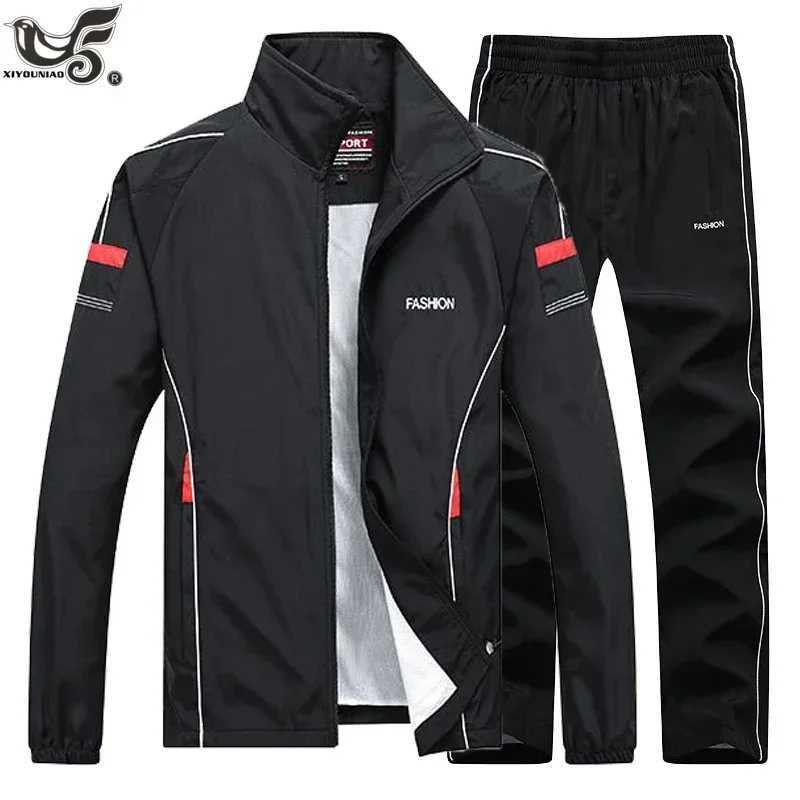 Autumn Men's Tracksuits Spring Men's Sportswear 2 Pieces Sets Outdoor Work Out Sports Suit Jacket+Pant Sweatsuit Joggers Gym Basketball Tr